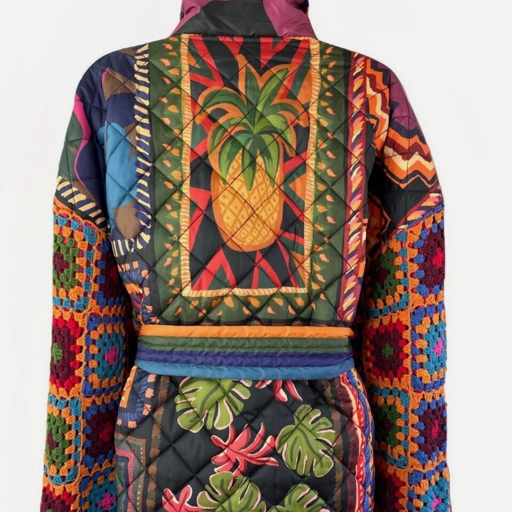 NWT FARM Rio Patchwork Tapestry Crochet Puffer Jacket - Picture 7 of 12